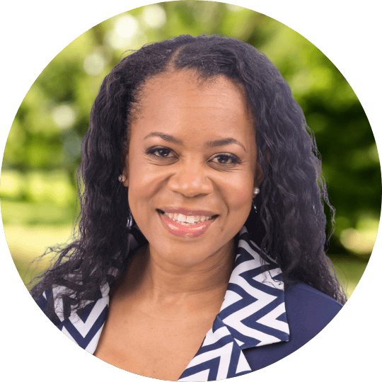 Counselor Pamela Marks in front of a nature background